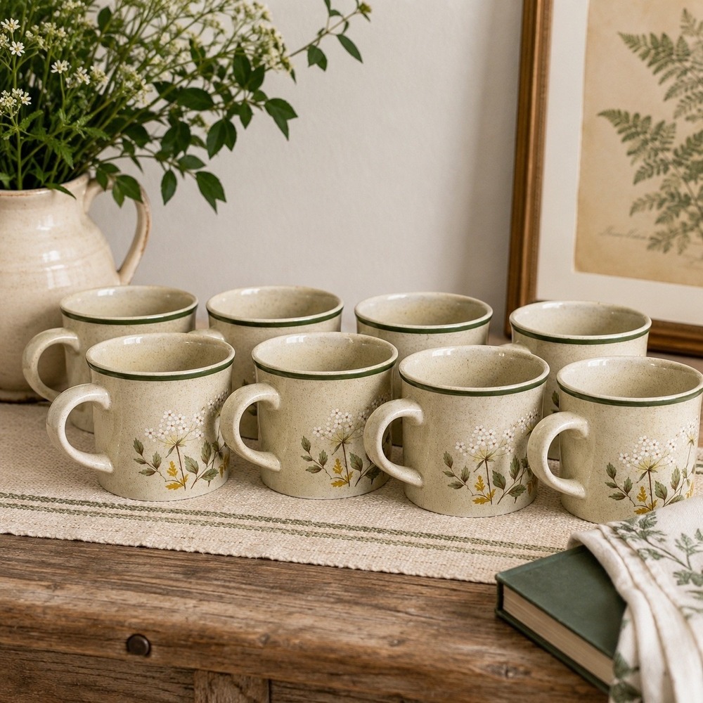 Vintage Royal Doulton Will O' the Wisp Mugs Set of 8 England Lambethware